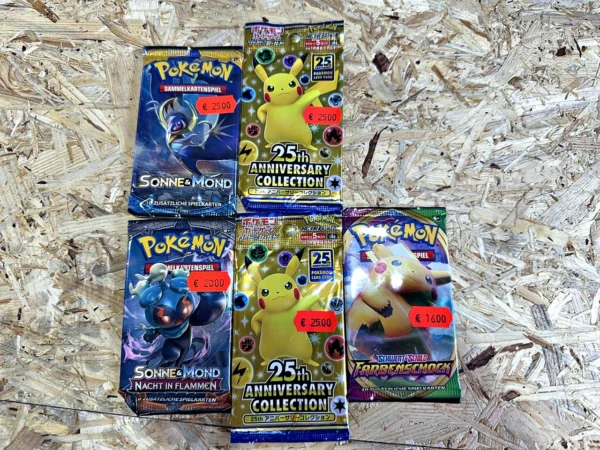 Pokémon 25th Anniversary Collection, Sonne & Mond, Farbenschock Sammelkarten Booster 5 Stück