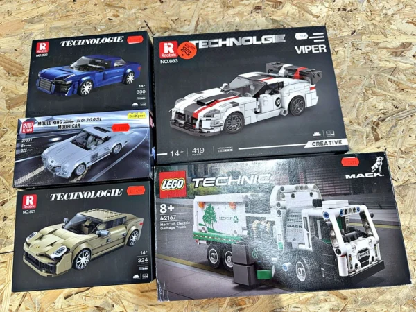 Klemmbaustein-Sets LEGO Technic, Reobrix und Mould King 5 Stück